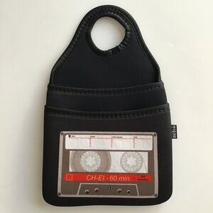 Vintage Cassette Music Neoprene Case Hanger Pocket Ear Buds Car Phone Tech Cords